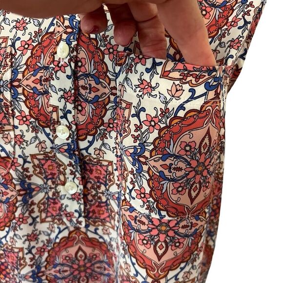 Loft Paisley Print Tank Top w/ Button Collar and Front Pockets. Sz M. Great Cond - Picture 4 of 11